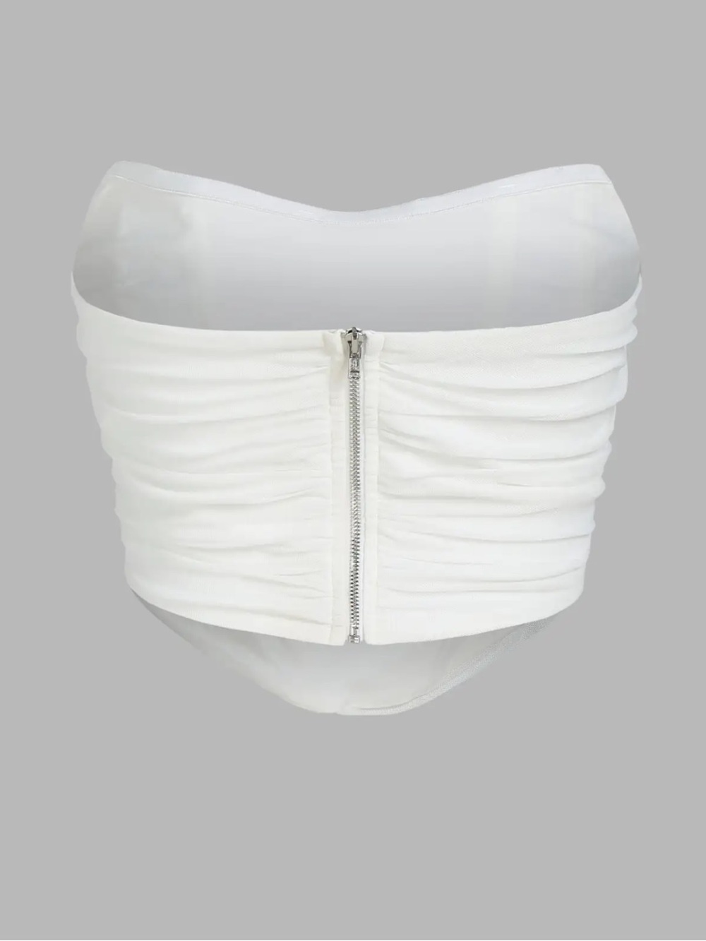 White Ruched Strapless Top - Picture 2 of 8